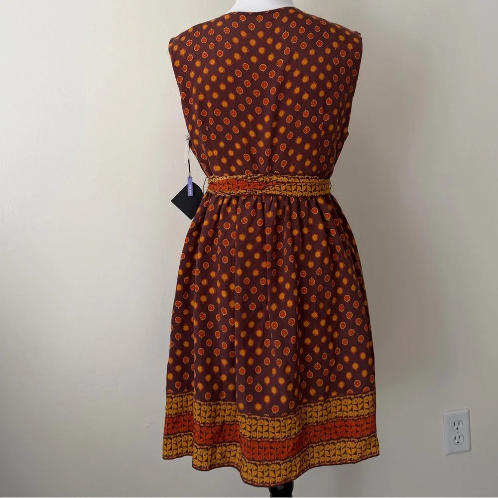 Anna Sui Brown and Orange Patterned Mini Dress - Picture 3 of 8